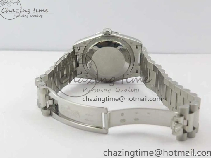 0415 TopPick Day-Date 36 SS 128239 Bp Maker Best Edition Black Dial Crystral Markers on President Bracelet 3149